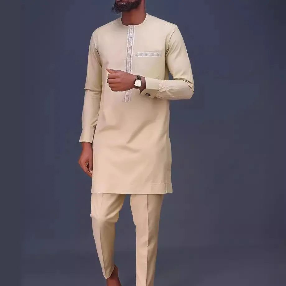 2023新款非洲男士套装亚马逊热销款绣花时尚聚会休闲套装长袖长裤,男装,休闲裤,淘宝优惠券,粉丝福利购,淘宝优惠卷