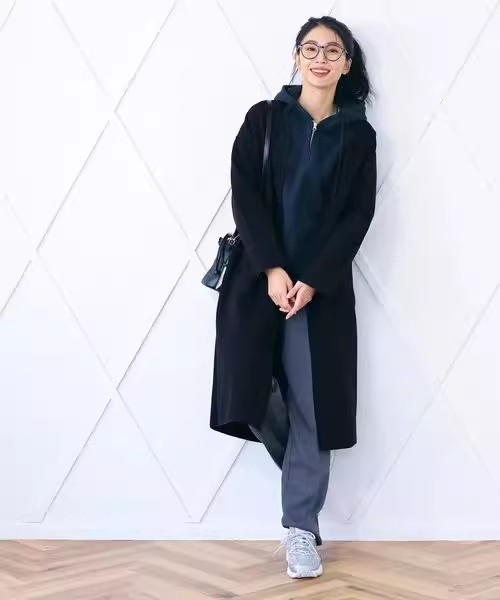 日单新款可机洗无领气质长款大衣女秋冬高级感新款女装毛呢外套女
