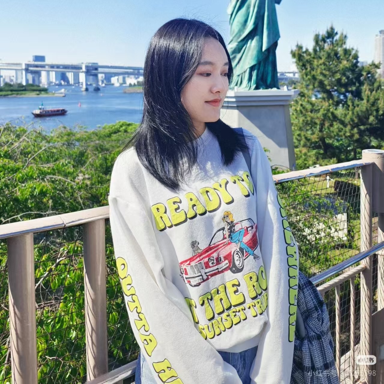 猫家秋冬季学院风美式复古字母印花圆领长袖卫衣女宽松海报风上衣