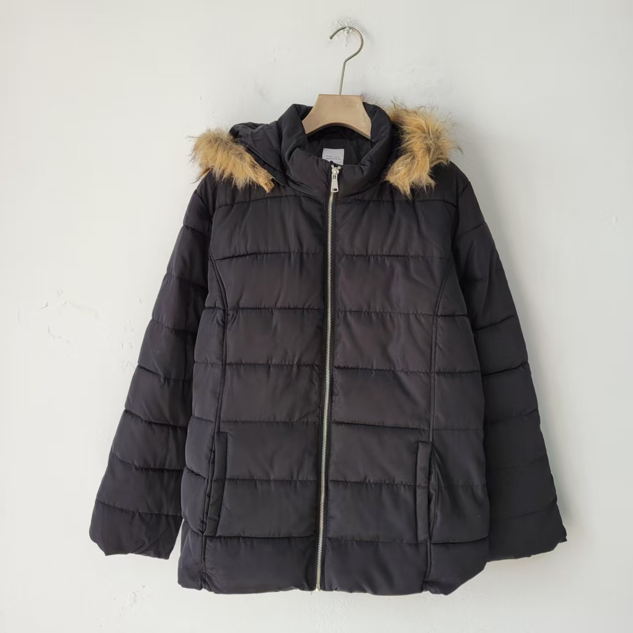 外贸秋冬新款女装连帽厚实保暖棉衣美式棉服宽松大码毛领英伦外套