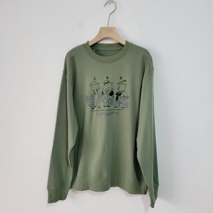 卫衣男女宽松套头休闲上衣绿色打底衫 圆领长袖 显瘦 日单春秋季 5款