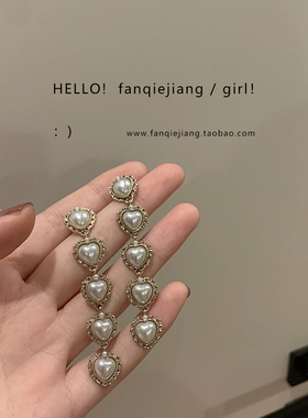 vintage复古巴洛克风法式爱心耳环长款气质超仙耳钉女925银针