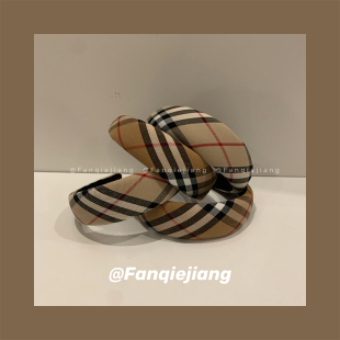 适合圆脸 高级感格子发箍名媛女夏高颅顶显脸小大牌洋气夏天发饰