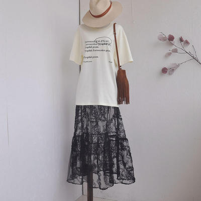 25夏蕾丝单层长纱裙薄纱透视透明半裙网纱裙罩裙纱裙半身叠穿裙帘