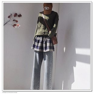 原创设计格子格纹松紧腰纯棉半裙短款屁帘裙帘罩裙裙裤叠穿短裙