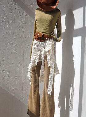 高级感蕾丝不规则屁帘荷叶边叠穿裙帘罩裙鱼尾一片式半裙下摆