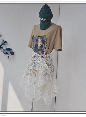 原创设计一片式系带罩裙单层刺绣网纱裙蕾丝屁帘裙帘围裙叠穿多穿