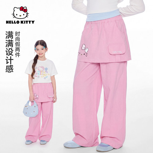 Hellokitty夏季新款女童装时尚洋气直筒裤儿童休闲裤AC6124MK702