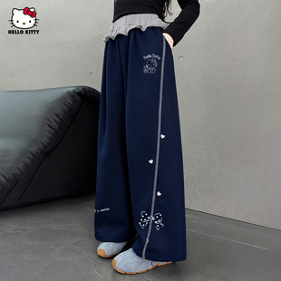 HelloKitty凯蒂猫女童秋季休闲伞兵裤2025新款秋装宽松卡通弯月裤