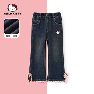 子中大童儿童加绒牛仔裤 HelloKitty冬季 裤 女童装 AC5429JM606 新款