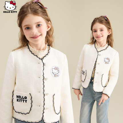 HelloKitty 女童秋季小香风外套24新款卡通中大童洋气精致
