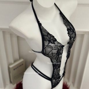 Nicelaisiii拥吻 蕾丝性感连体内衣挂脖约会御姐纯欲风上衣镂空