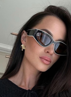 欧美复古猫眼墨镜女小脸防紫外线