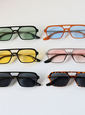 陈立农同款黄色墨镜男士复古双梁小框开车眼镜渐变粉色太阳镜女潮