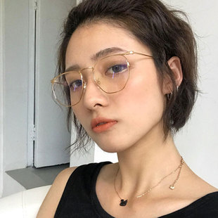韩版金丝边眼镜框近视女高级感太阳镜可配度数眼镜斯文男防晒墨镜
