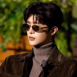 范丞丞同款 老钱风椭圆复古玳瑁茶色太阳镜高级感防紫外线 墨镜男款