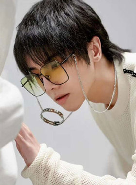 华晨宇同款眼镜男士超大金属方框墨镜女潮时尚绿色太阳镜大脸显瘦