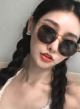 圆脸街拍显瘦ins复古韩版墨镜女