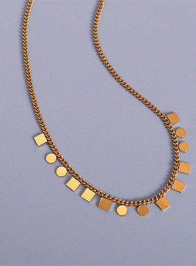 气质锁骨~钛钢镀K金色闪亮小碎片方块短款锁骨链冷白皮肤项链女