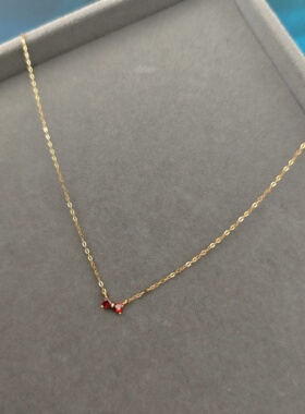 925纯银镀k金色高级感迷你爱心蝴蝶结锁骨链新中式短链轻奢项链