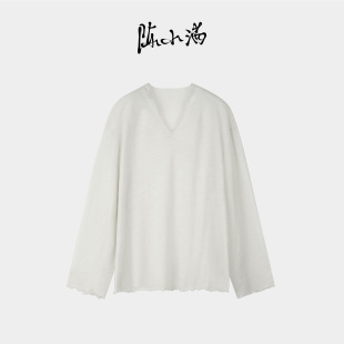 波浪边轻薄打底衫 新款 2026春季 陈小满原创设计V领超细羊毛针织衫