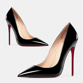 2025欧美红底特细高跟12CM高跟鞋 尖头浅口黑色漆皮气质工作单鞋 女