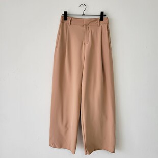 女 女卡其色纯色显瘦百搭休闲裤 8990日元 简约贵牌通勤风高腰阔腿裤