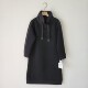 连衣裙 宽松显瘦女通勤长袖 日单春秋季 抽绳黑色连帽卫衣裙女中长款