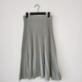 通勤穿搭大摆裙女 修身 日单秋冬季 优雅灰色针织百褶半身裙女中长款