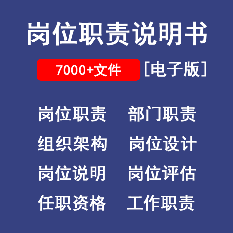 【电子版】岗位职责说明书各行业企业公司部门组织架构员工作模版