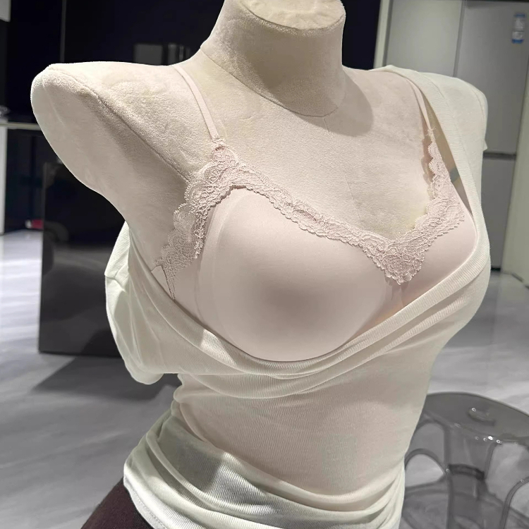 U家平替舒服蕾细肩带无痕蕾丝凉感背心夏季吊带聚拢文胸罩内衣女