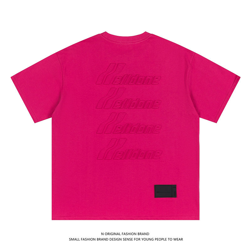 dora we11done 3d字母立体浮雕压花短袖男女美式高街宽松半袖t恤