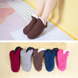 男毛线地板袜防滑加厚早教鞋袜套冬加绒保暖成人中筒家居室内袜子