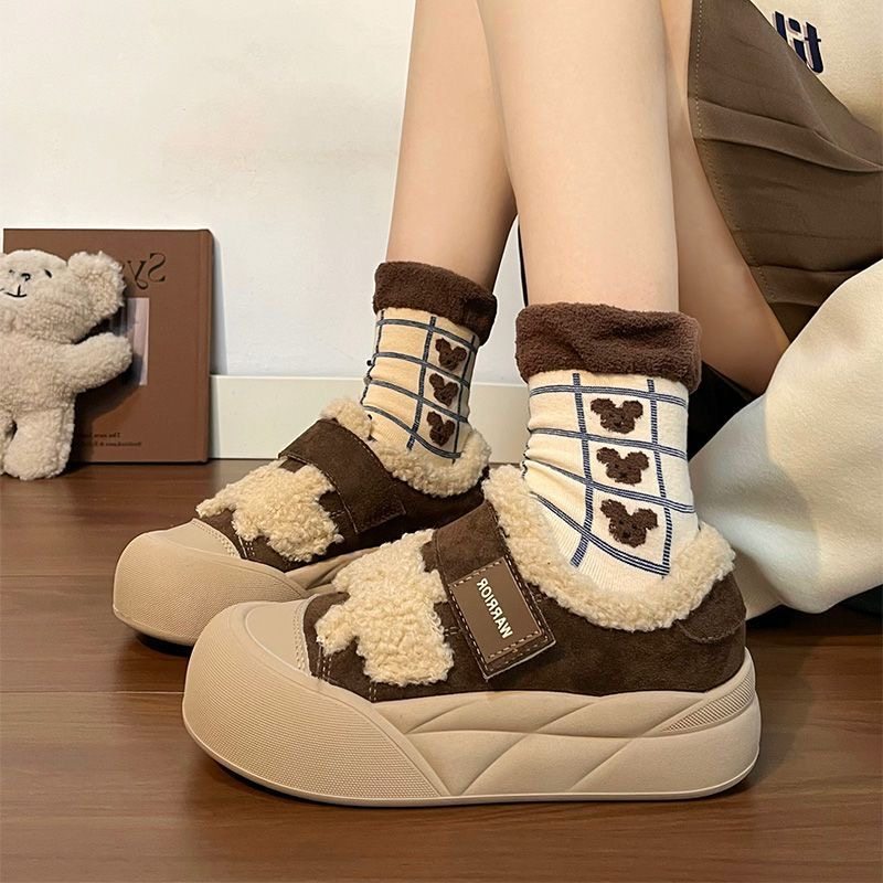 回力女鞋冬季新款外穿毛毛鞋