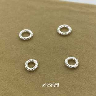 S925纯银锤纹圈银环闭口环隔珠隔圈配件 DIY串珠编绳水晶手链配饰