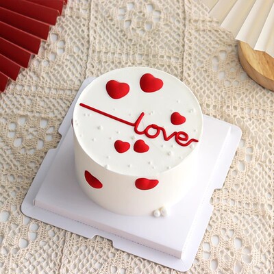 网红ins简约蛋糕装饰摆件软胶爱心love情侣表白纪念日情人节插件