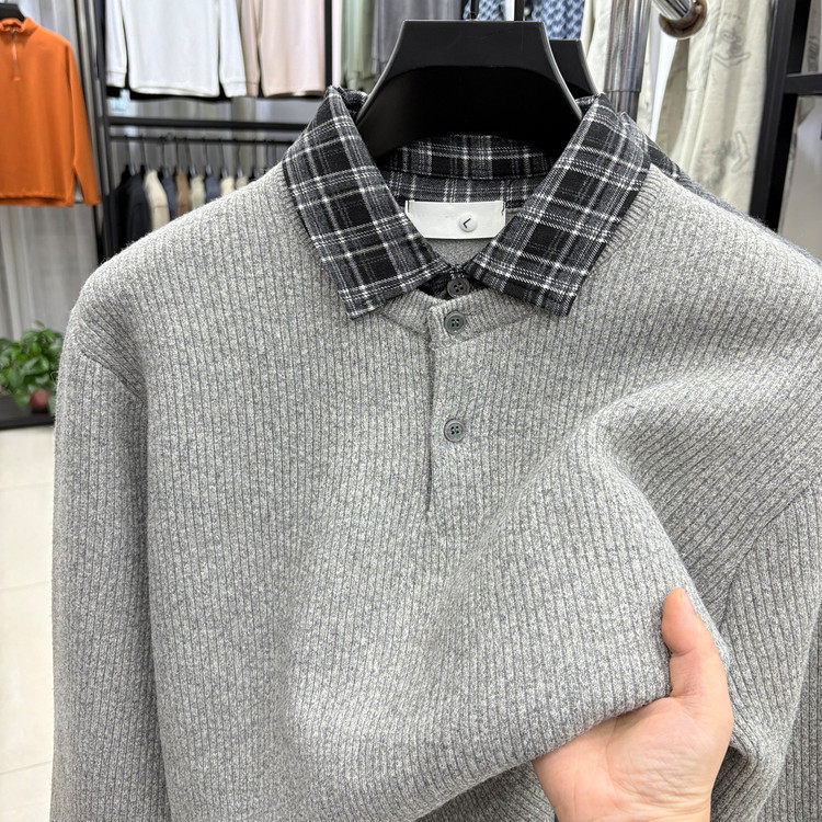 翻领宽松型冬季青春活力风套头针织衫/毛衣