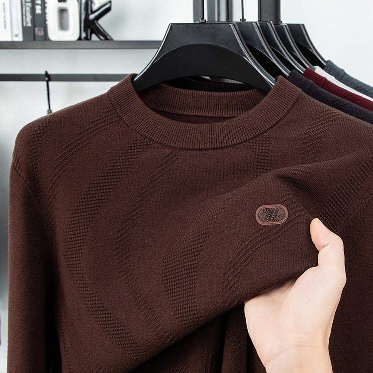 普通毛线圆领直筒型休闲风套头针织衫/毛衣