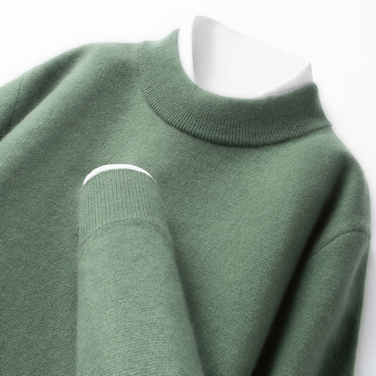 普通毛线圆领直筒型休闲风套头针织衫/毛衣