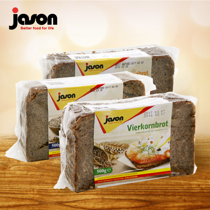 德国进口捷森黑麦面包500g/袋麦酸丰富裸麦切片早餐