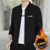 秋冬季 加绒加厚外套新款 休闲大码 夹克男士 冲锋衣运动防风上衣男装