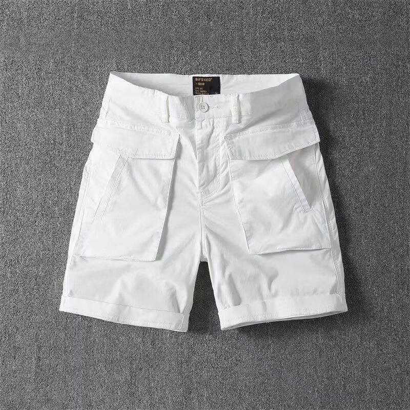 夏季工装五分裤男宽松直筒休闲白色短裤男士多口袋纯棉潮流中裤子,男装,休闲裤,淘宝优惠券,粉丝福利购,淘宝优惠卷