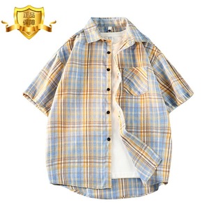 夏季 男日系百搭高级休闲痞帅衬衣高品质纯棉耐脏耐磨外套 格子衬衫