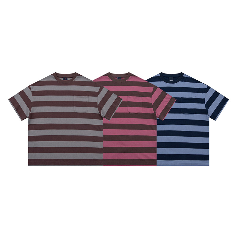 GentryPro短袖男270克重磅拼色条纹口袋设计2026夏季新款潮牌T恤