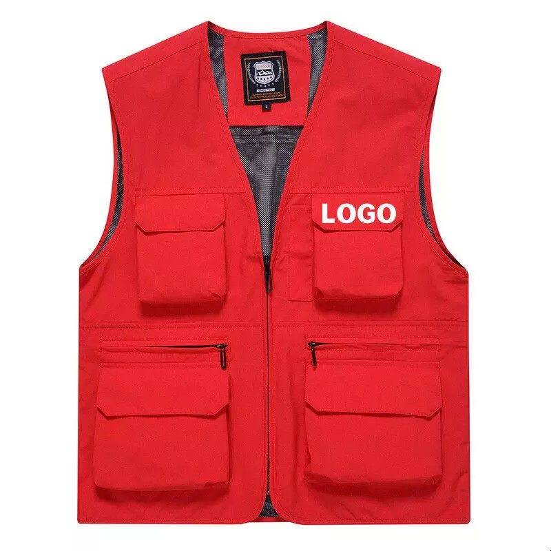 马甲男款夏季户外钓鱼背心摄影工作服多口袋工装马夹定制印字LOGO