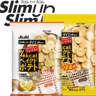 低热量零食Asahi朝日重置体脱油薯片脆清汤淡盐原味胶原低卡低脂