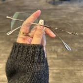 无框眼镜女近视可配度数防蓝光纯欲超轻无边框眼睛镜架大框显脸小