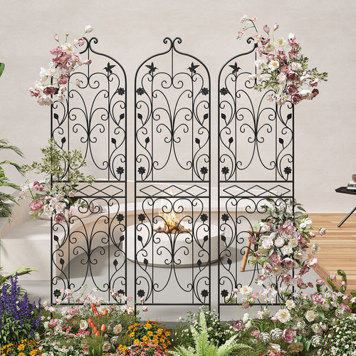 铁线莲爬藤架月季绿萝蔷薇植物攀爬花架户外花园庭院栅栏铁艺支架