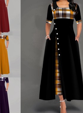 M-5XL women dress 2019autumn  plus size lady long skirt