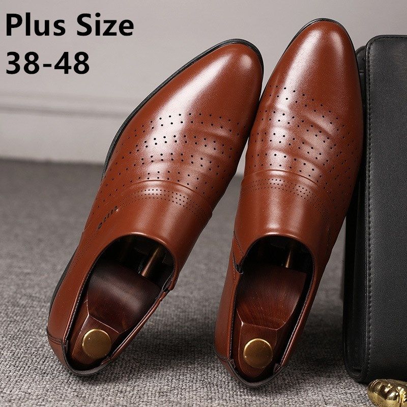 Summer Men Leather Shoes Hollow Out Breathable Dress Shoes